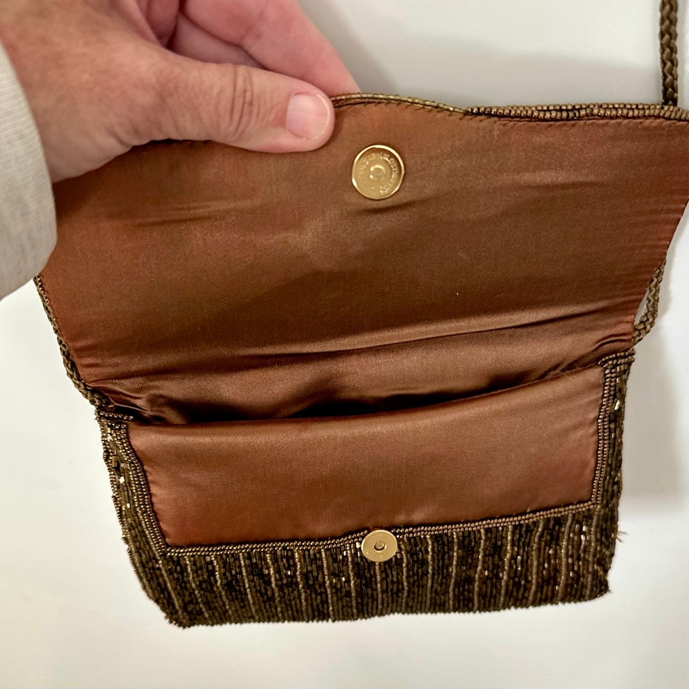 Gold Beaded Evening Bag with Delicate Gold Rope Strap - Picture 4 of 5